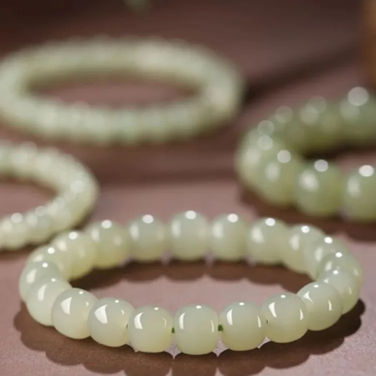 天然和田玉手串晴水葡萄肉古玉珠手链卡8女时尚简约百搭多样发一
