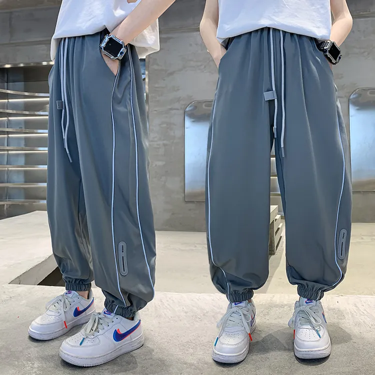 男童夏装运动裤薄款2025新款中大童夏款防蚊裤男孩冰丝宽松休闲裤