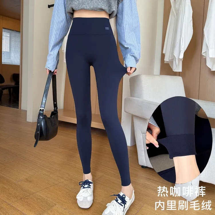 薄绒鲨鱼裤女外穿秋冬磨毛加厚显瘦打底裤高腰收腹提臀健身瑜伽裤