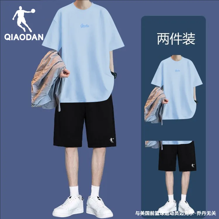 乔丹休闲运动套装男士2025夏季新款官方旗舰纯棉短袖速干短裤套装