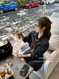 韩式复古牛仔套装女2025秋季新款设计感小众牛仔衬衫+假两件短裙