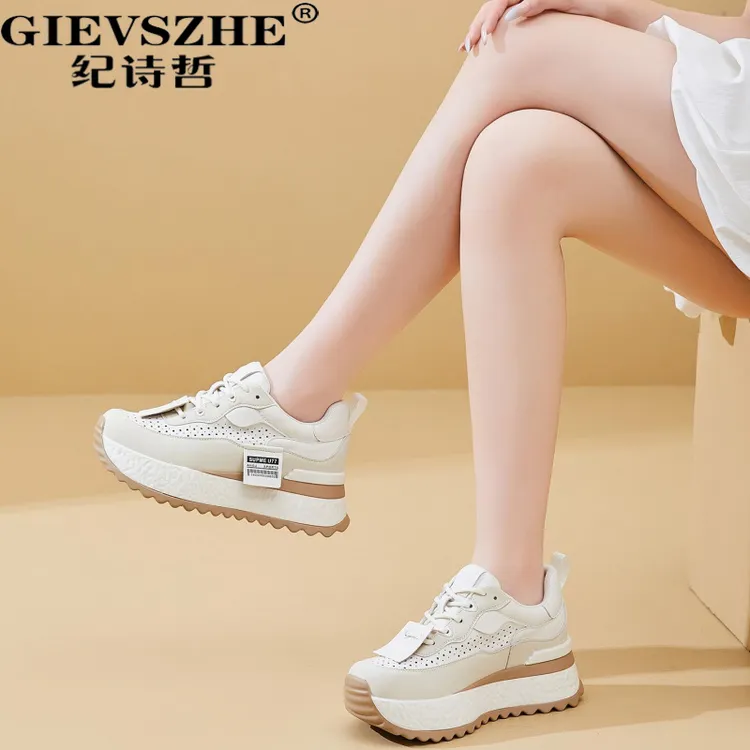 纪诗哲增高小白鞋女2025秋季新款薄款透气轻便潮流百搭时尚休闲鞋