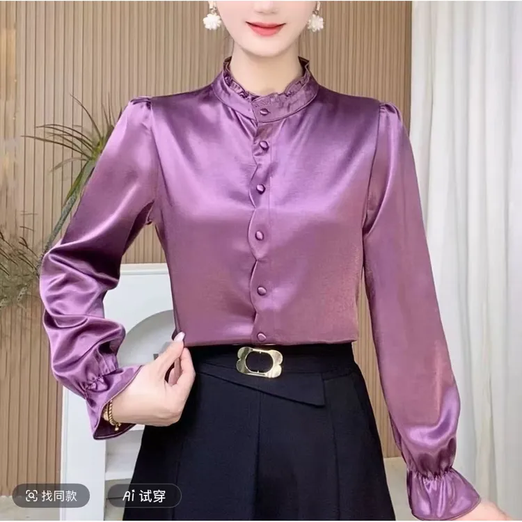 【送运费险+现货】2025新款秋季时尚小衫显瘦减龄百搭长袖衬衫女