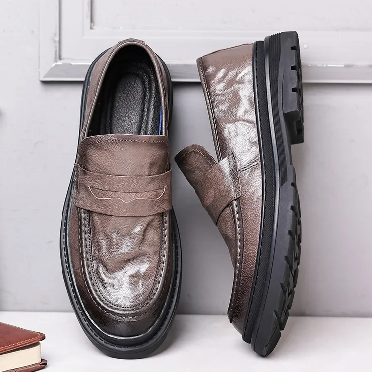 【断码清仓】春季层羊皮男士商务休闲大皮鞋真皮正装英伦风男款鞋子