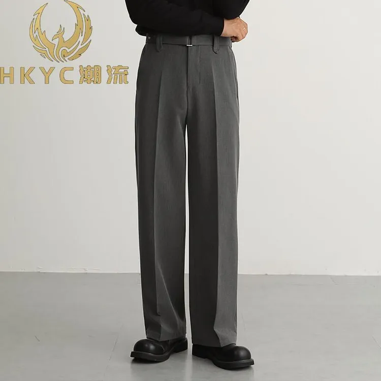 HKYC裤子复古直筒裤休闲西裤男士设计感宽松2025秋冬西装裤男