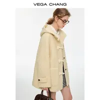VEGACHANG【淡奶海盐】连帽圈圈毛呢外套女2025新大衣0402XT