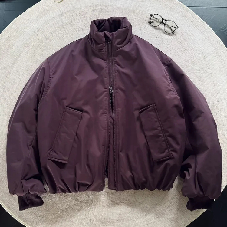 乌梅紫色cleanfit立领棉服外套男款冬季加厚廓形美式立领棒球夹克