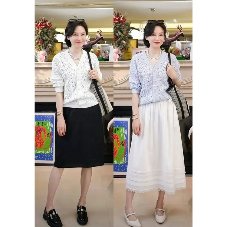 我是摩羯 一米阳光 艾草棉岛精机织镂空肌理透气抗菌秋针织开衫