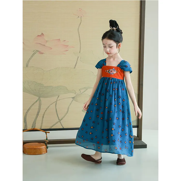 壹妈新中式童装女童复古国风连衣裙2025夏季新款洋气女宝汉服襦裙