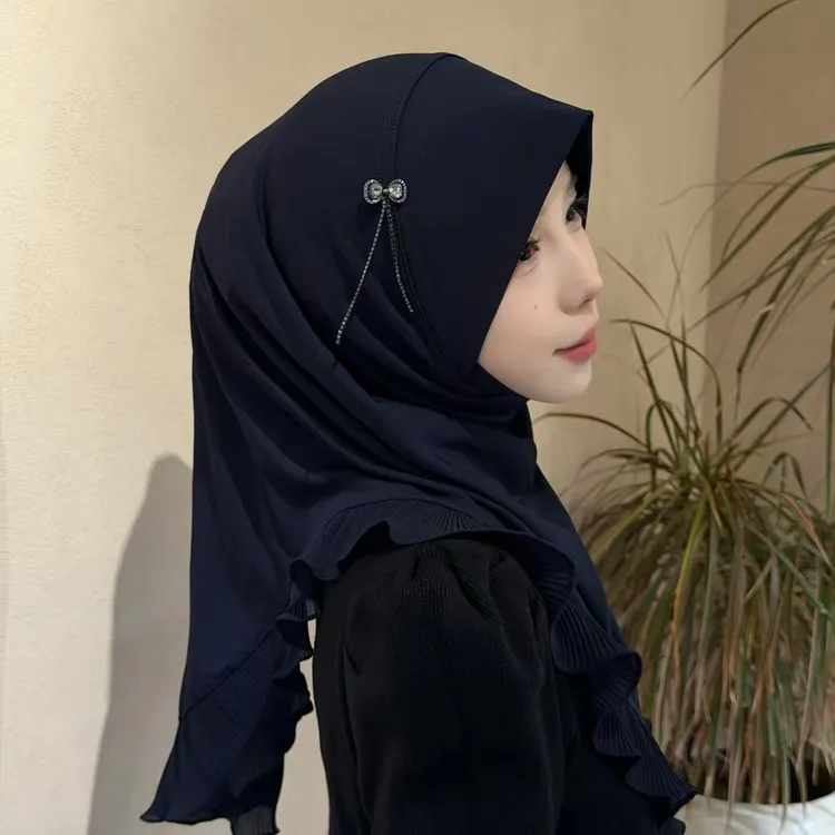 柯儿·MY117简约蝴蝶结荷叶边套头纱巾