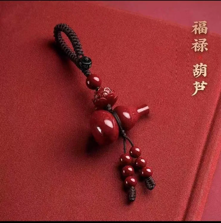 招财创意莲花葫芦福禄钥匙扣歪脖葫芦莲花挂饰护身挂件随身饰品
