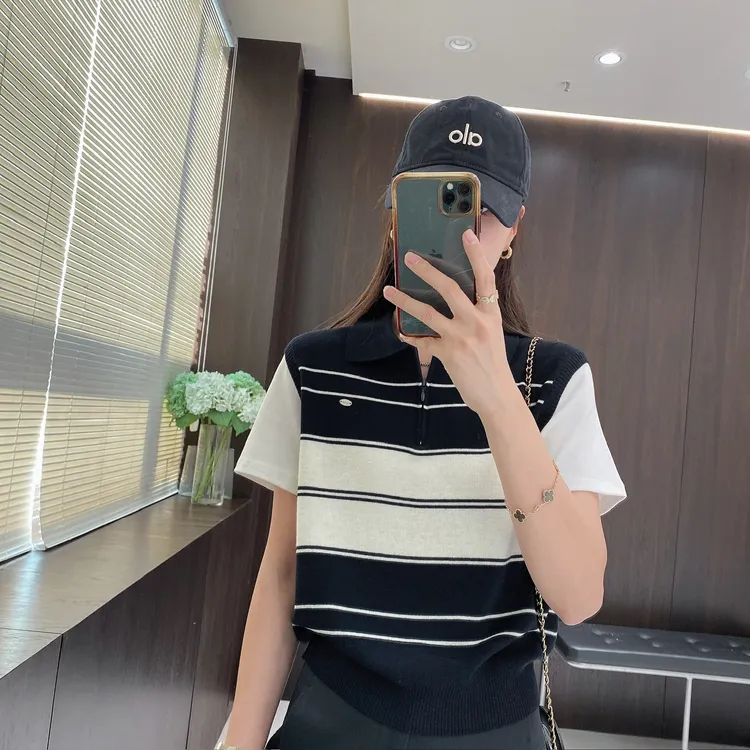 IMFLY金小金自制女装 针织衫DYW9628时尚减龄拼色假两件短袖上衣