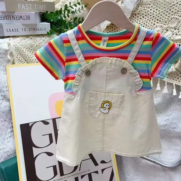 （新店福利）夏季新款女宝薄款短袖纯棉连衣裙韩版六一儿童节服装