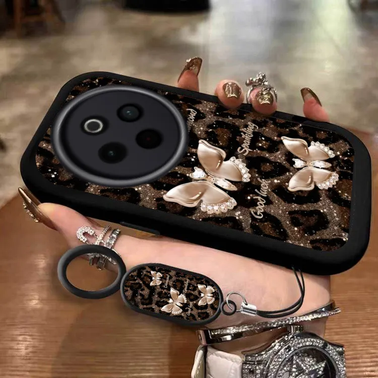 适用vivoY300Pro手机壳轻奢豹纹蝴蝶vivoY300Pro+网红个性手机壳