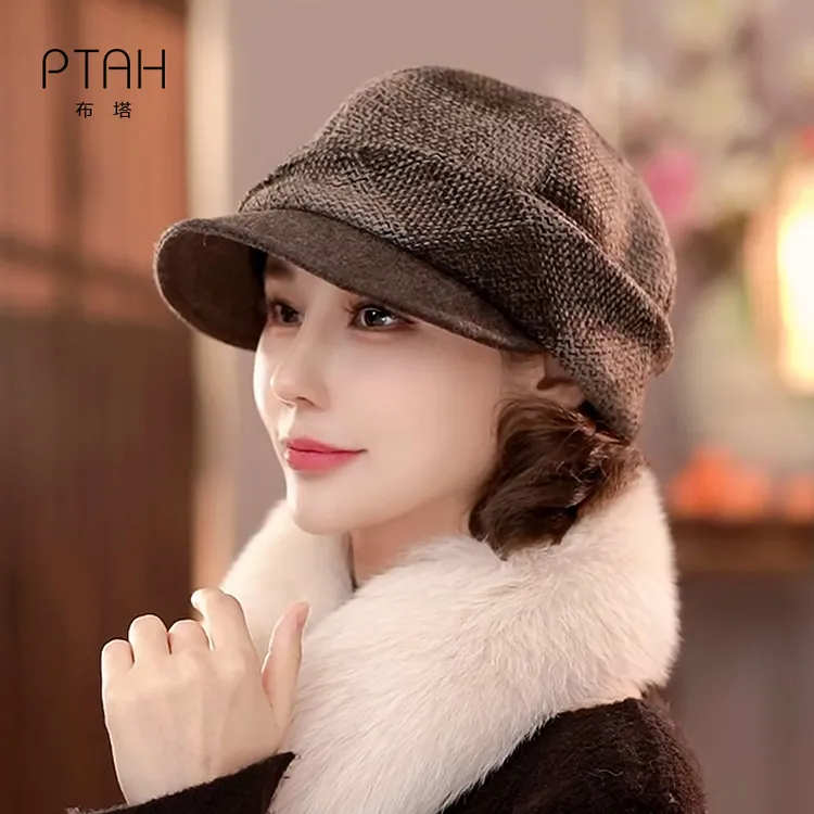 护耳帽秋冬帽子冬季女款羊毛时尚毛绒帽子女帽子女秋冬
