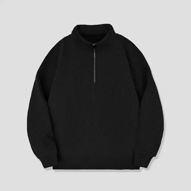 （高品质）春秋肌理感半拉链立领卫衣男舒适坑条纹运动潮男外套