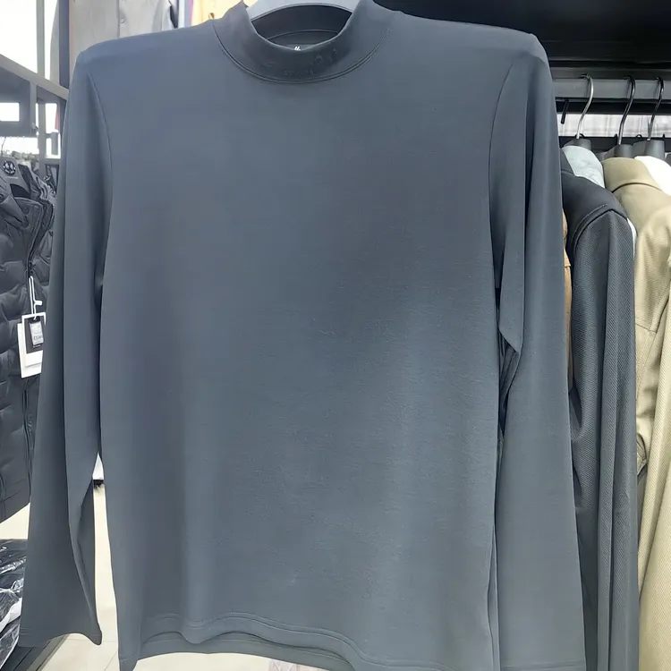 休闲纯色半高领男装时尚长袖T恤秋冬衬衫通用圆领