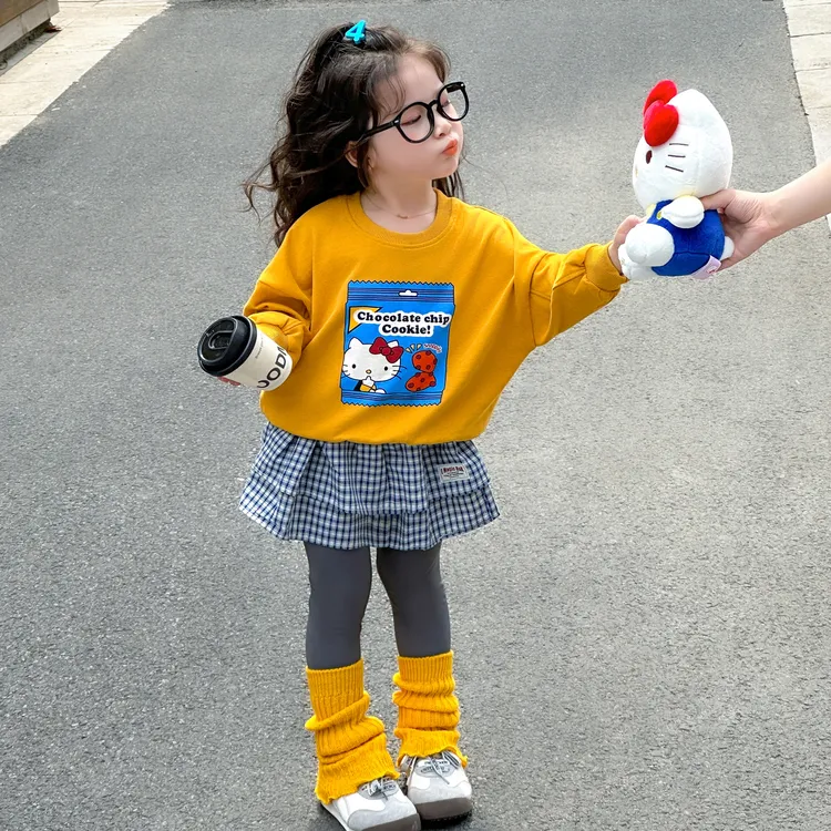 女童2026春秋款套装儿童韩版猫咪卫衣女宝宝紧身屁帘打底裤三件套