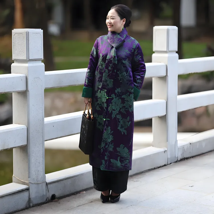 美爱《鸳鸯戏水》双面穿加棉加厚真丝香云纱老缎秋冬国风棉服W651