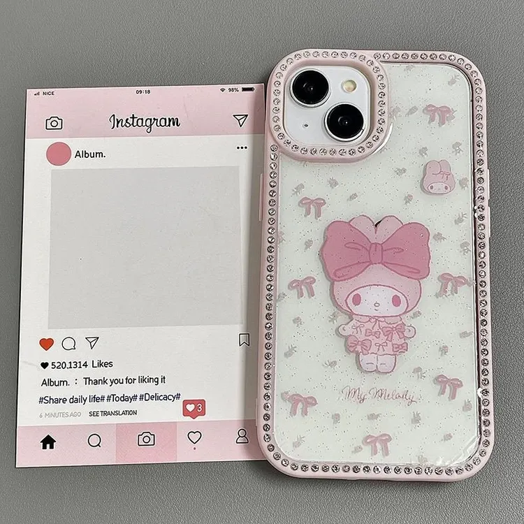 ins韩风卡通蝴蝶结美乐蒂适用苹果16手机壳新款iphone16pro全包14