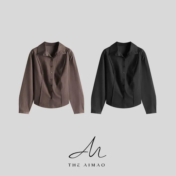 【THE AIMAO】“高智美学”人丝棉混纺舒适柔顺修身排扣衬衫XYX82697