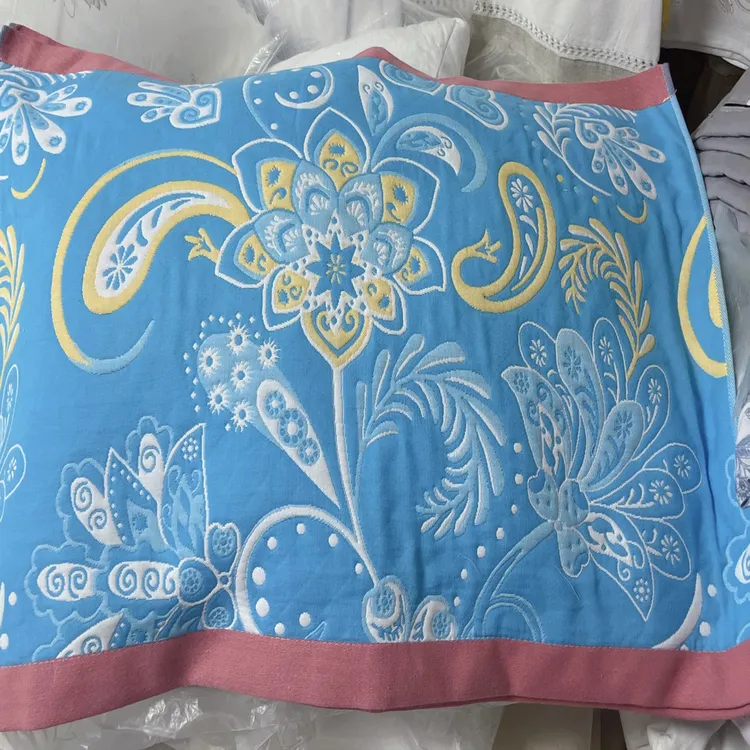 新疆包邮轻奢风高支高密棉枕时尚欧美轻奢橙色毛巾可爱风蓝色枕巾