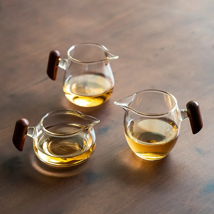赞朴加厚耐热木把高硼硅玻璃公道杯茶过滤分茶器茶漏功夫茶具配件