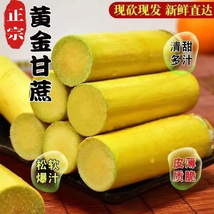 正宗黄金甘蔗薄皮松软新鲜脆甜清甜多汁现在的金瑞精品甘蔗皮苹果