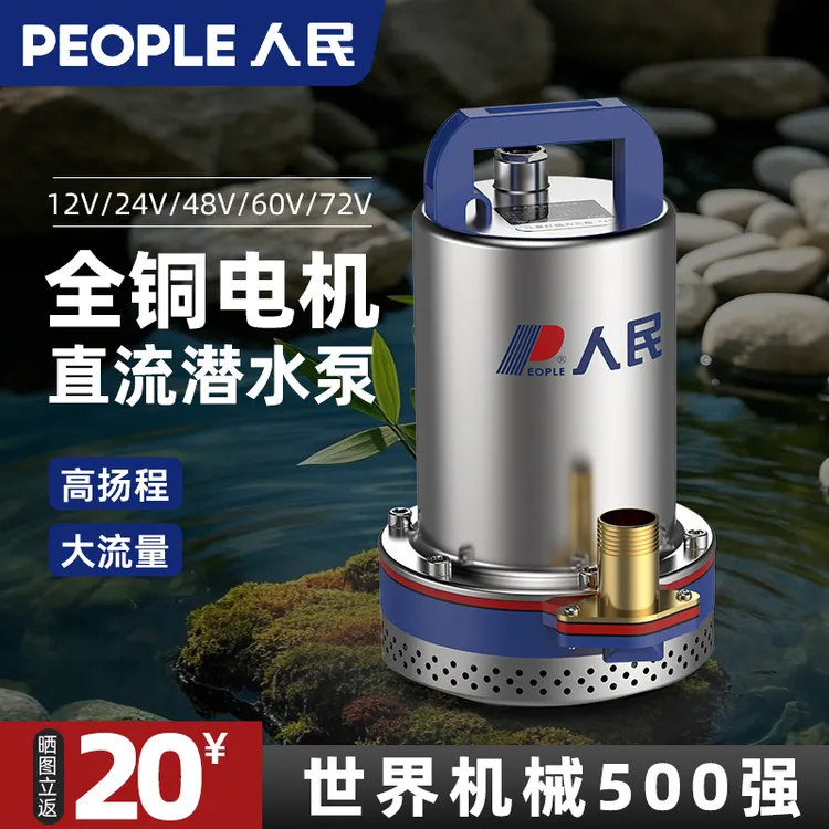 人民直流潜水泵12v24v48v60v72伏大流量农用灌溉电瓶车小型抽水泵