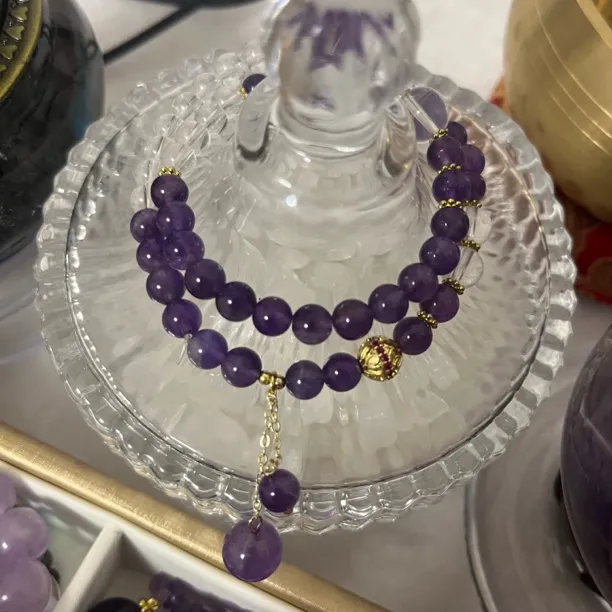 天然水晶紫水晶手链项链时尚穿搭女神必备