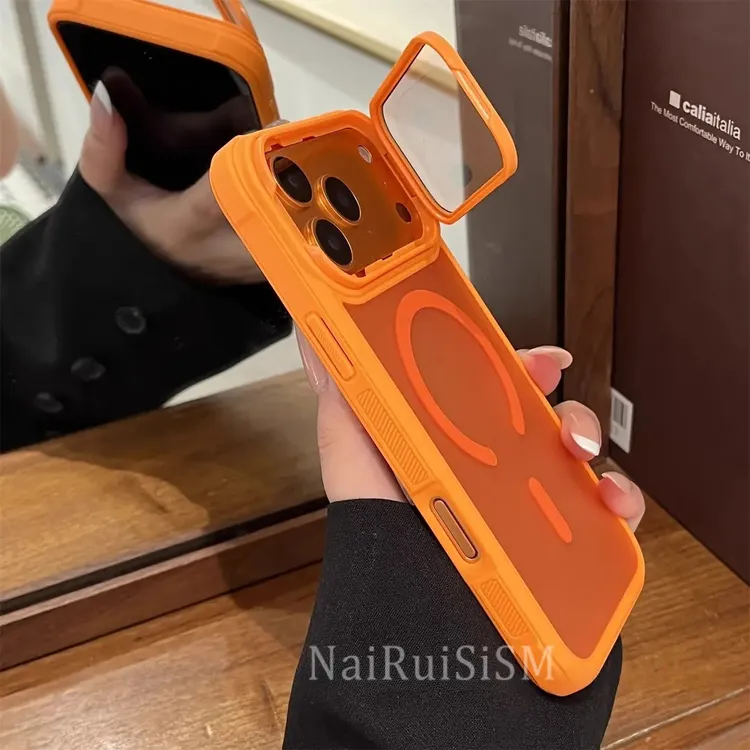 适用苹果17promax手机壳磨砂磁吸护镜支架16promax全包防摔保护套