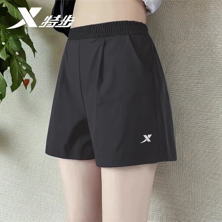 特步短裤女冰丝夏季运动五分裤宽松透气速干大码休闲裤子女士薄款