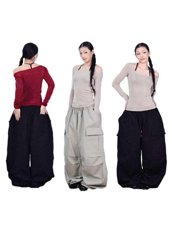 SUANS原创（实物爆闪）细闪宽松百搭爵士宽松运动休闲工装裤