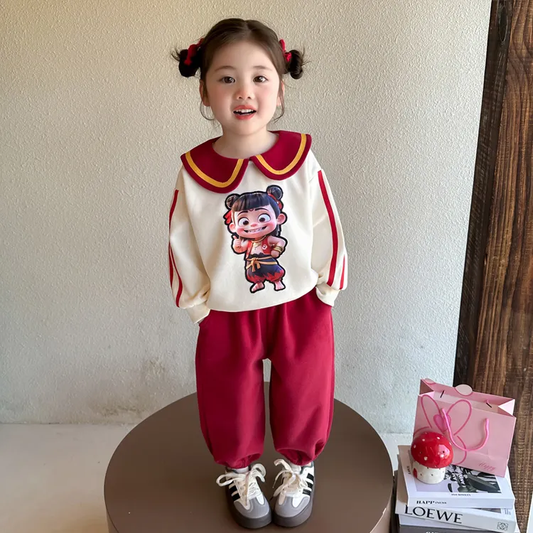 哪吒儿童卫衣套装哪咤女孩服装春秋款2-3岁6女童春装2025新款春季