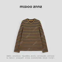 MIDOO ZNNZ 秋日松弛立体垂坠感复古撞色条纹长袖11861M