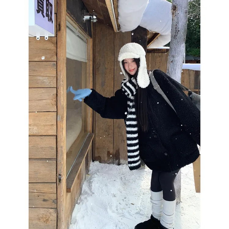 【黑松露】秋冬洋气美式复古毛毛卷宽松HD毛毛外套253N3601