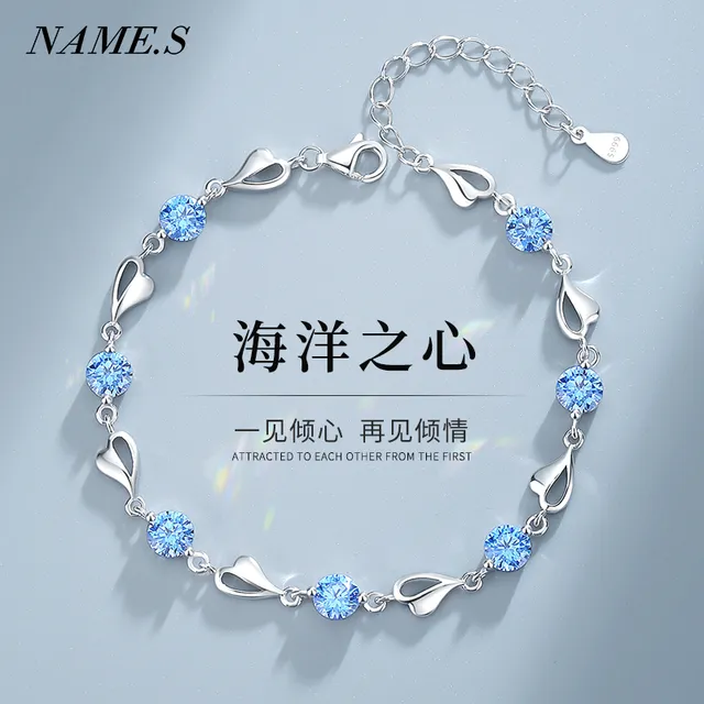 周大福珠宝999纯银海洋之心手链女款小众轻奢手镯生日520情人节礼