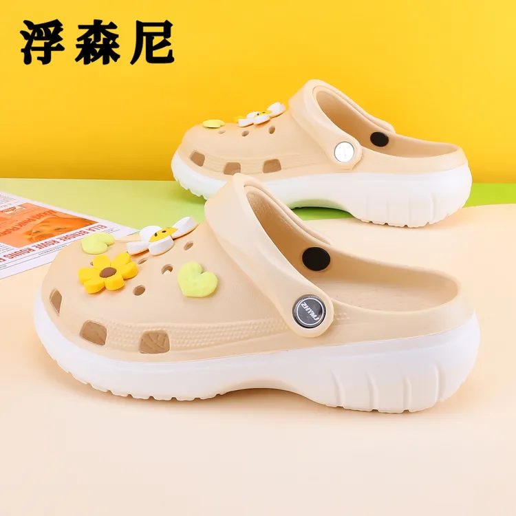 超轻软底洞洞鞋女款外穿防滑增高夏季厚底凉鞋2025新款爆款包头拖