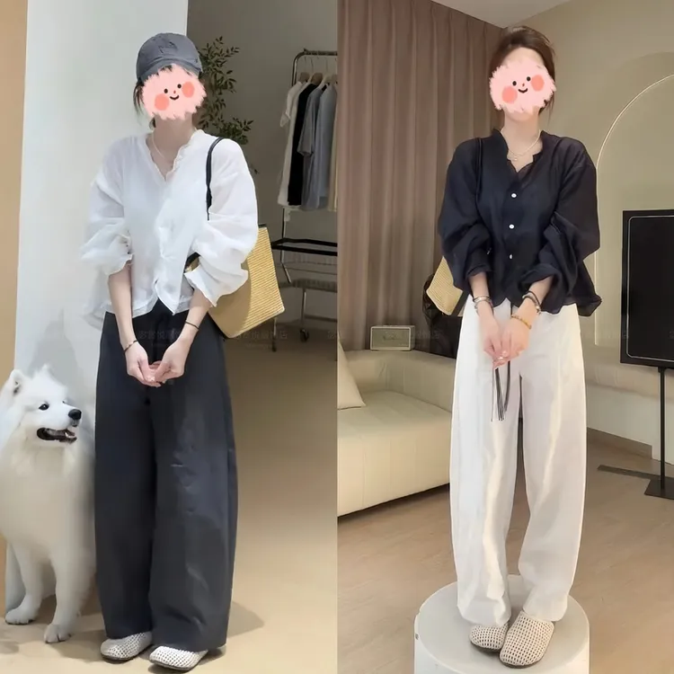 2025夏季时尚洋气木耳边拼接防晒开衫外套上衣显瘦百搭休闲裤套装