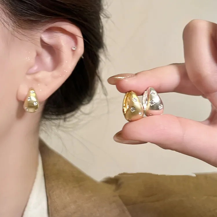 金色八芒星水滴耳环女轻奢高级感复古气质耳钉精致百搭耳饰小饰品