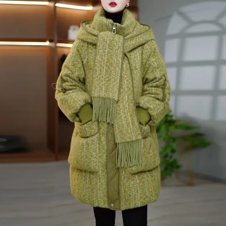 时尚轻奢中长款羽绒服女2025年冬季新款妈妈装设计感加厚保暖大衣