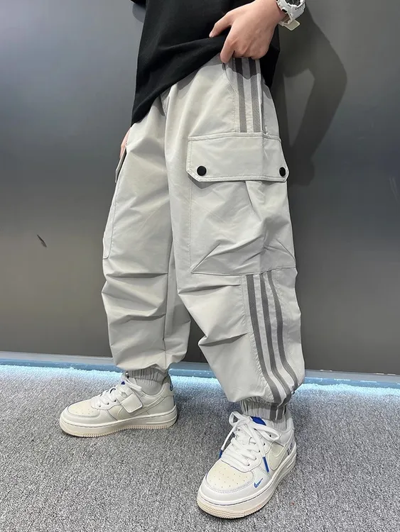 男童防蚊裤夏季薄款2025新款中大童夏装冰丝男孩运动儿童工装裤子