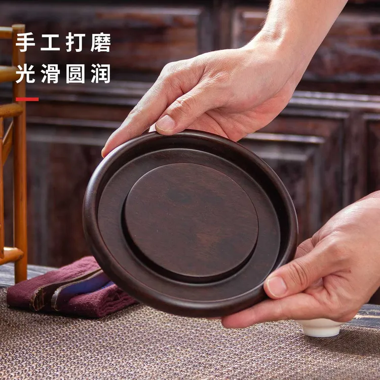 实木壶承复古家用壶垫简约手工圆形壶托干泡盘茶道茶器干泡台茶承