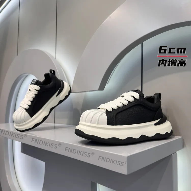 贝壳头男鞋2025冬季新款高级感厚底休闲鞋内增高6cm百搭运动鞋子