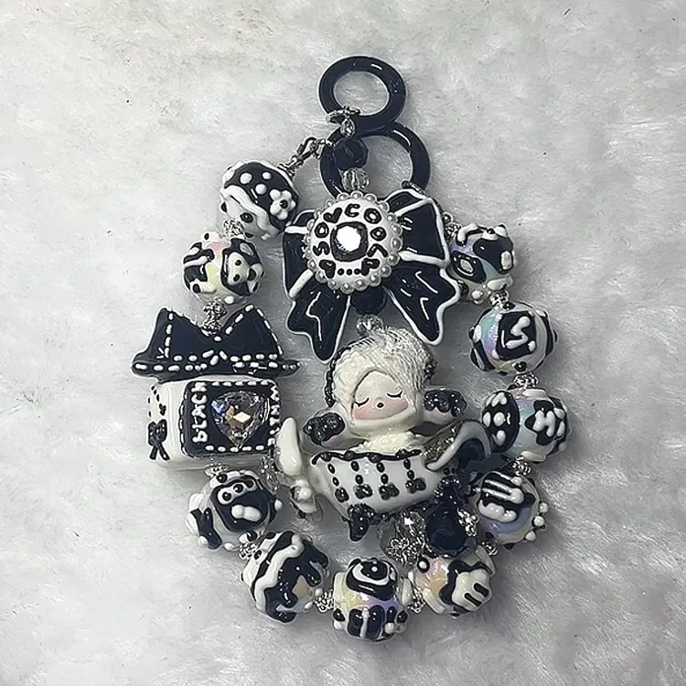 diy手绘珠捏捏手机链挂饰套链