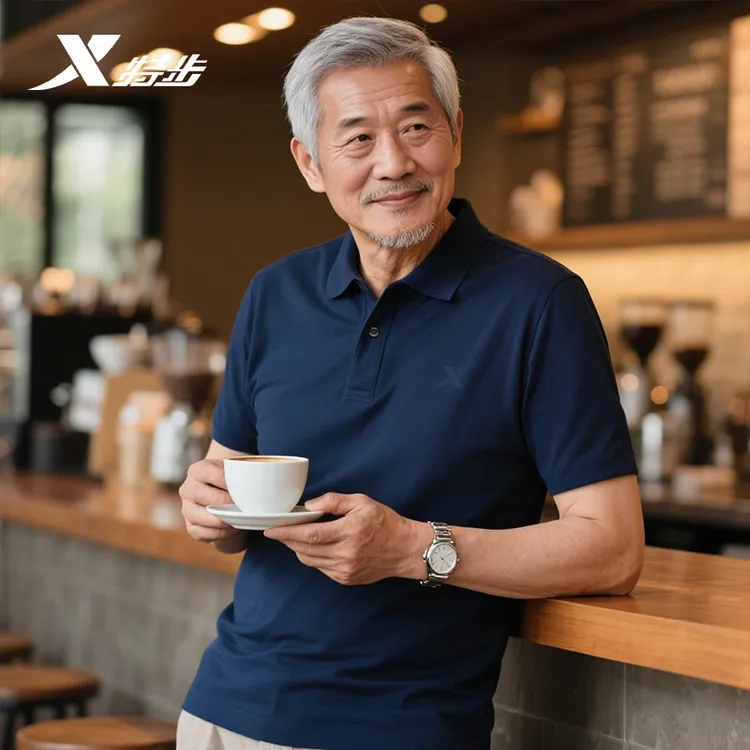 特步polo衫速干短袖运动t恤夏季翻领高档男装父亲节礼物送爸爸装