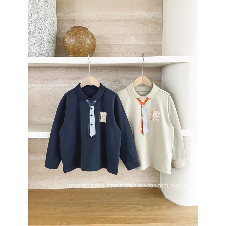 【现现】童装男儿童长袖POLO衫T恤2025春秋季新款上衣MMY831221