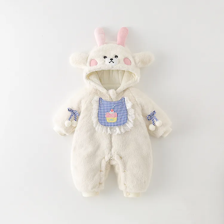 YeeHoO英氏【断码】婴儿冬装夹棉连体衣可爱小宝宝超萌哈衣冬季加厚