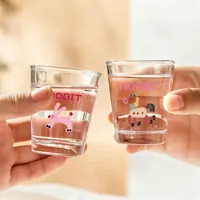 十二生肖玻璃酒杯卡通高温印花加厚玻璃高透小酒杯简约烈酒杯