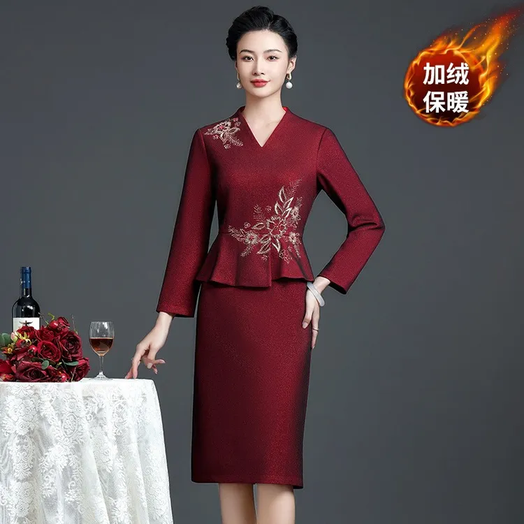 833 高贵婚庆礼服春秋季结婚敬酒服冬季保暖喜婆婆喜妈妈婚宴装